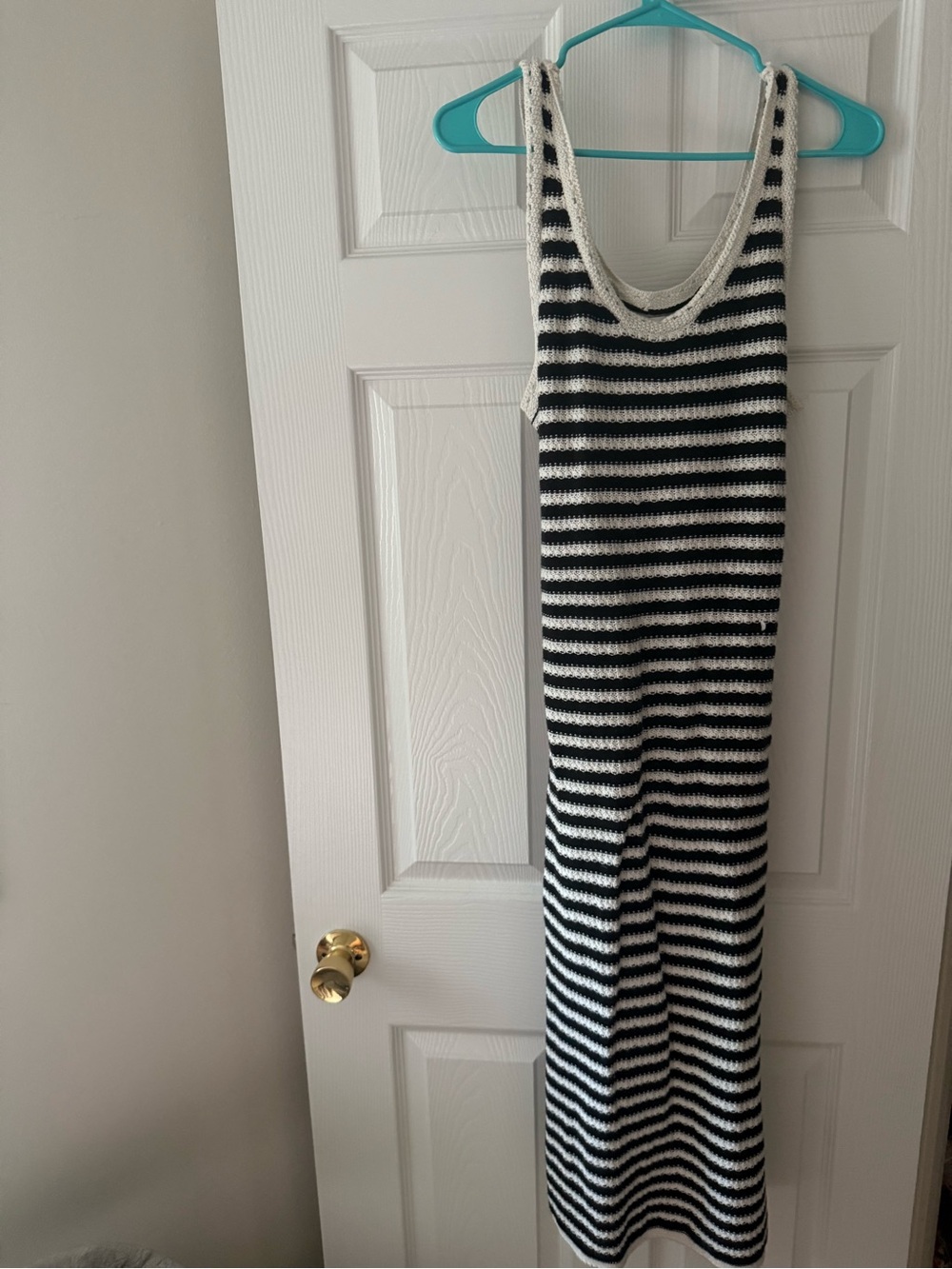 Nine West Black & White Striped Knit Maxi Dress